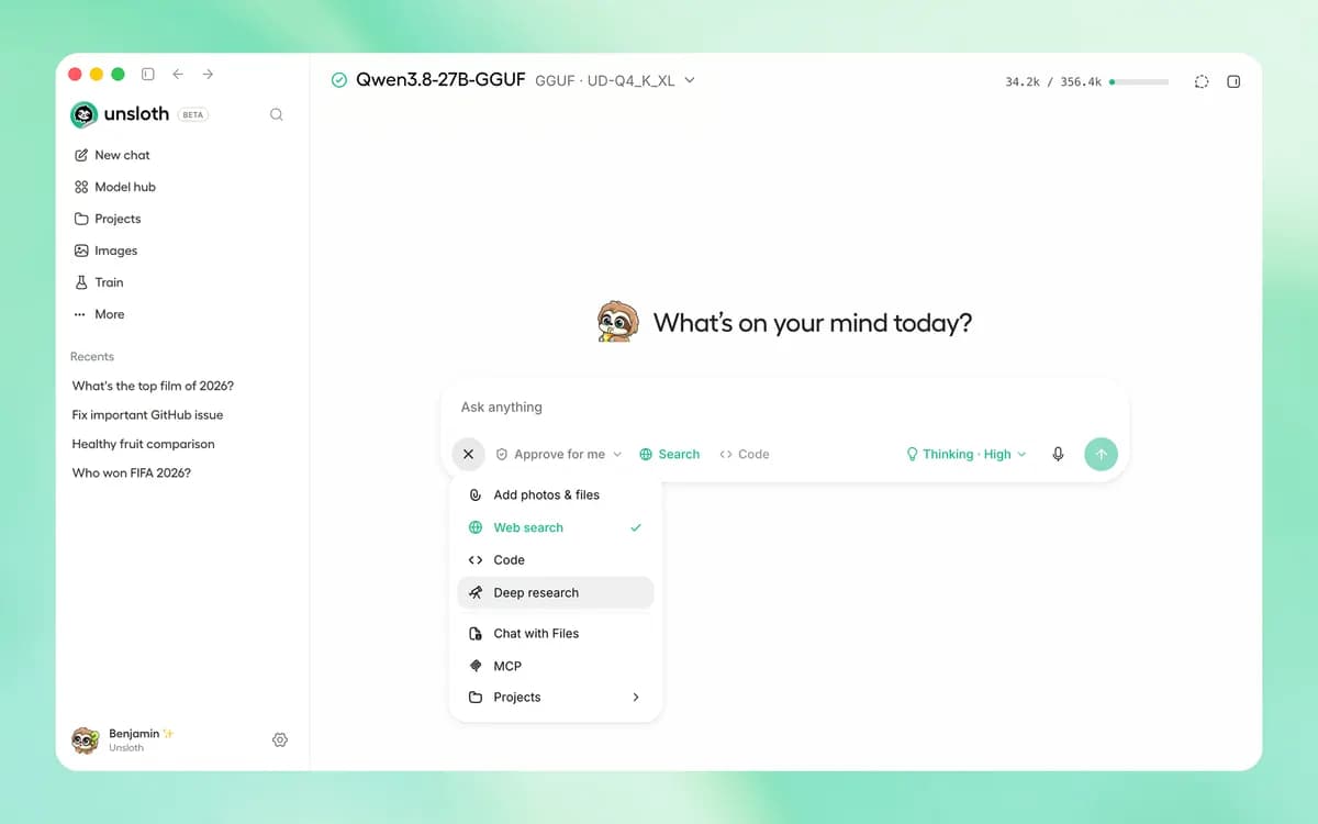 unsloth screenshot