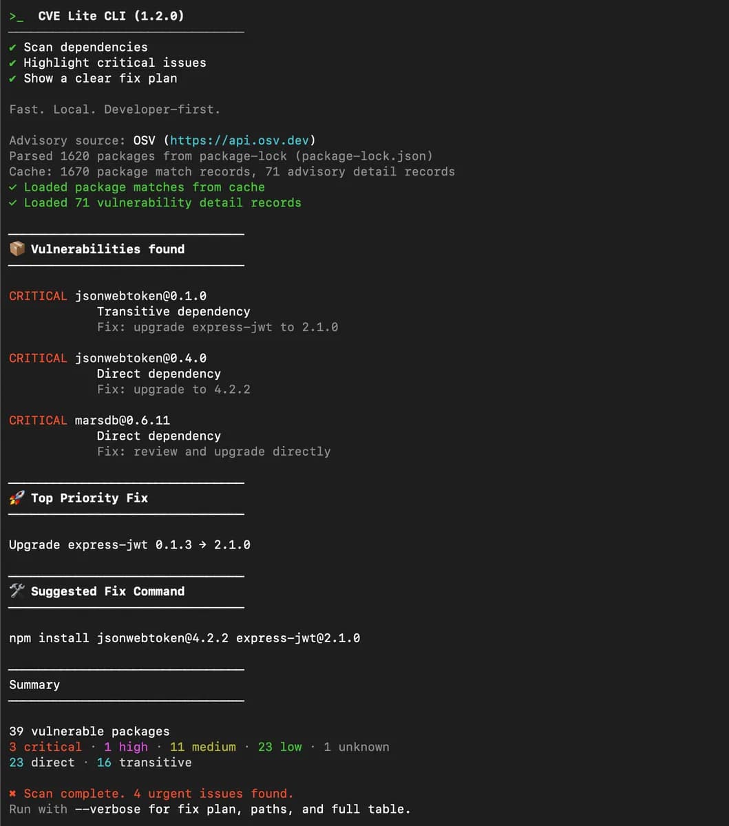 CVE Lite CLI 截图